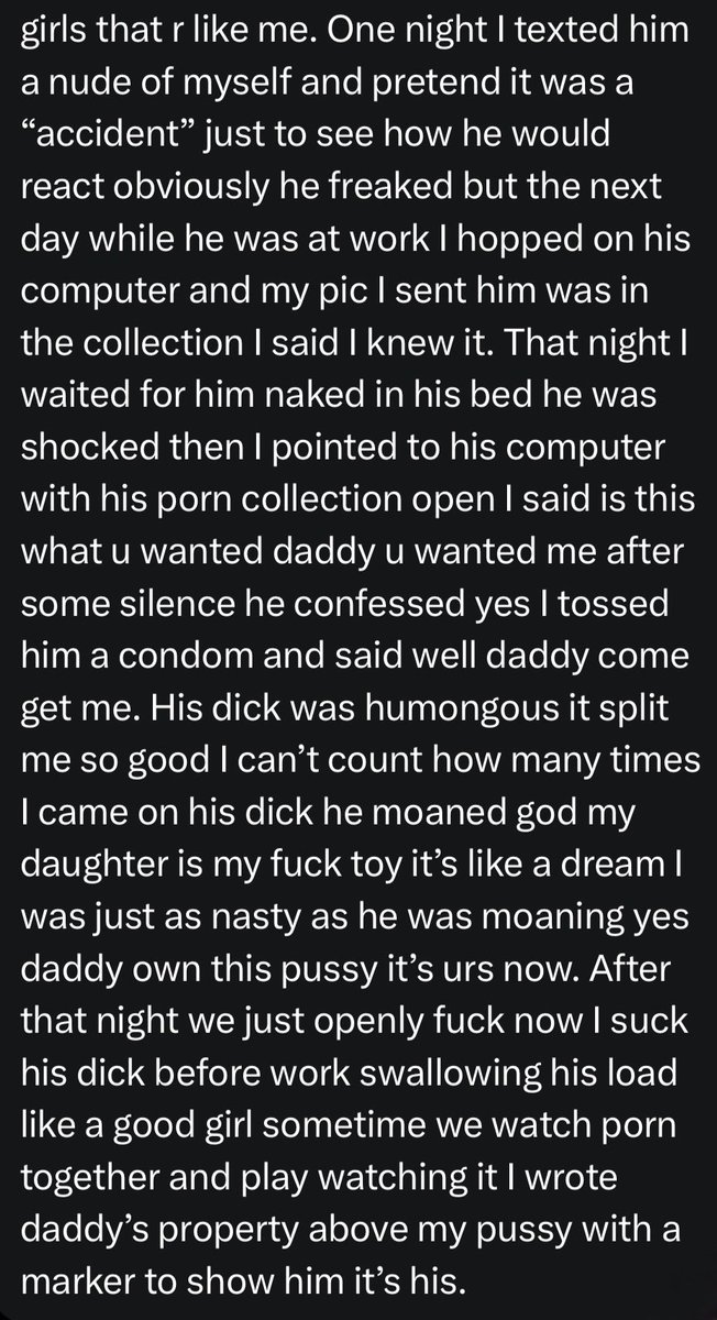 DocRicky69's tweet photo. Deep secrets #daughter #fatherdaughter  #incestconfession #realincest #realtaboo #daddy #daddyissues #daddydaughter #taboo #hardcore #nolimits #petite #opendms #dmme #cumslut #freaky #nasty #darkconfession #darkkink #kinky #blowjob #filthy #daughterkink #pervy #gooner #goonette https://t.co/e5Kk1J6OZd