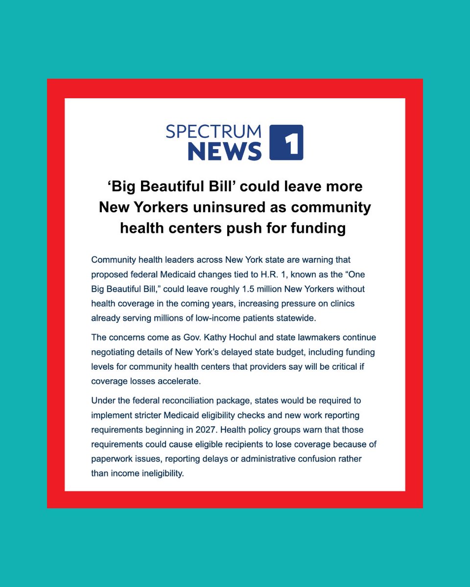 HealthEdProject's tweet photo. Community health centers across New York are sounding the alarm: Trump's One Big Bill could leave 1.5 million New Yorkers without health coverage.

https://t.co/KYXQFPavsY https://t.co/6B0ElOP5hy
