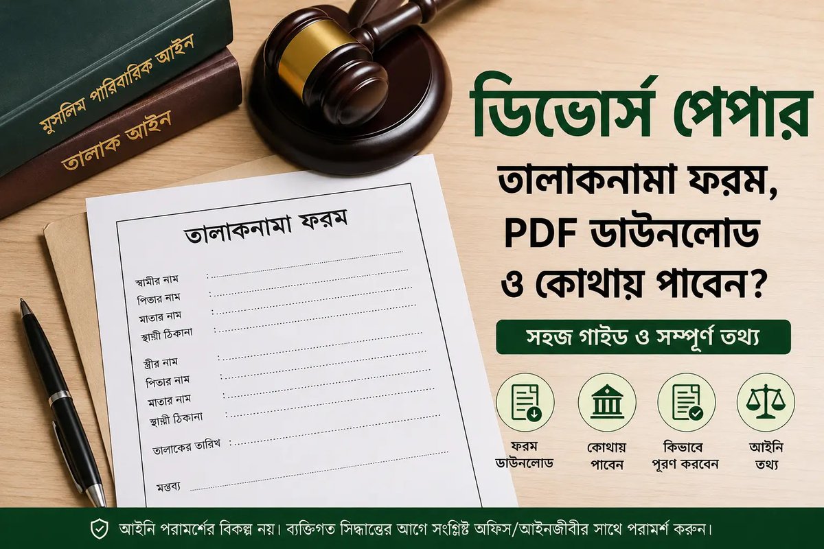 thesundor's tweet photo. ডিভোর্স পেপার: তালাকনামা ফরম PDF, ডাউনলোড ও কোথায় পাবেন?

আইনগত নিরাপত্তা নিশ্চিত করতে এবং যেকোনো ভুল এড়াতে এই জরুরি গাইডলাইনটি জেনে রাখা উচ��ত। 📝🛡️
👇 বিস্তারিত পোস্টের লিঙ্কটি নিচের প্রথম কমেন্টে (Reply) দেওয়া রইলো।
#ডিভোর্সপেপার #তালাকনামা #আইনকানুন #TheSundor https://t.co/o8OMCzwPWC