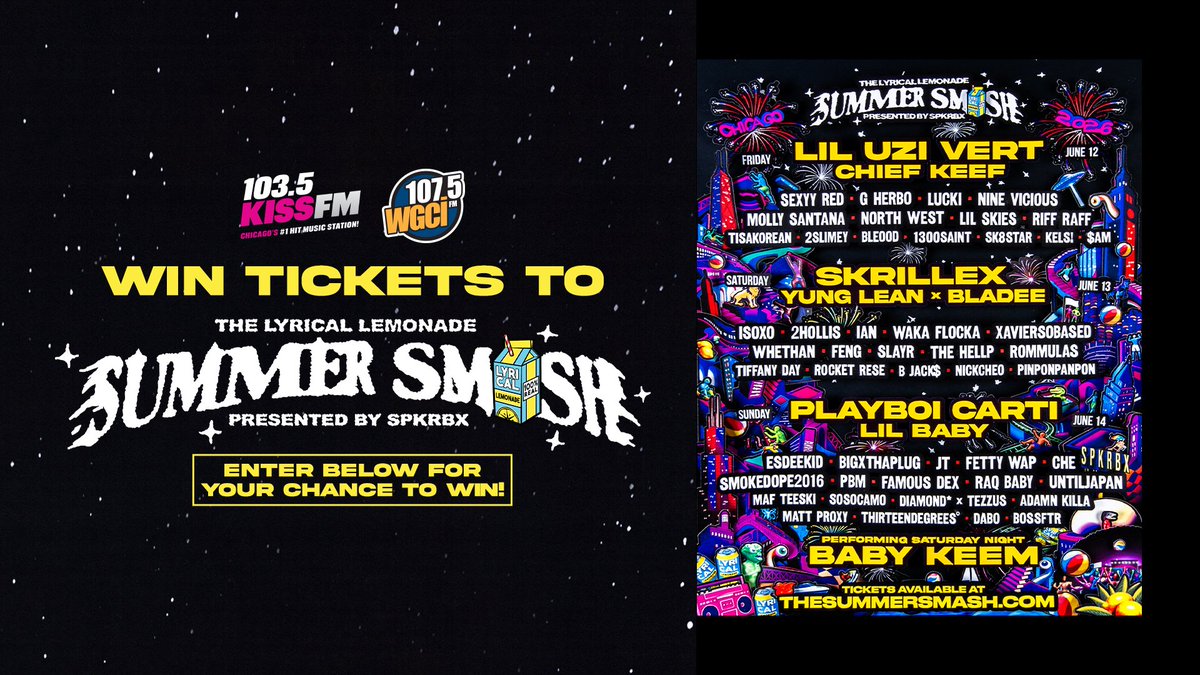 WGCI's tweet photo. Win Three Day Passes To The Lyrical Lemonade Summer Smash 2026 🎫

Enter Here ➡️ https://t.co/q0PEkO1KK2 https://t.co/2svksLDTFL