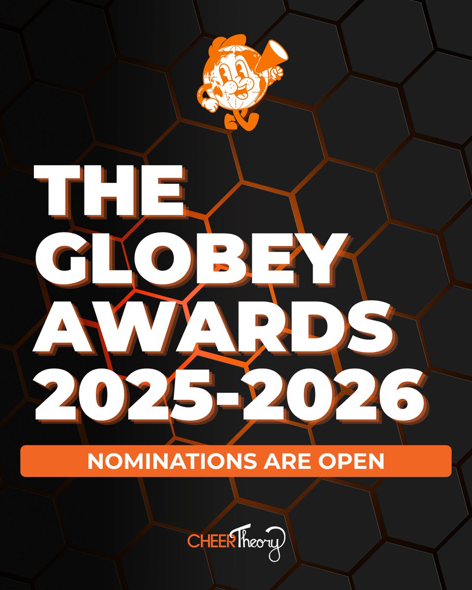 CheerTheory's tweet photo. 🏆Introducing the Fourth Annual Globey Awards – CheerTheory’s end-of-season fan polls celebrating the best of the best from the 2025-2026 season.

🗳️Nominations are open until Tuesday, June 2, 2026, at 10 PM Pacific.

Submit your nominations here ➡️ https://t.co/gMNHeq6RA3 https://t.co/mwiQ3YO1yR