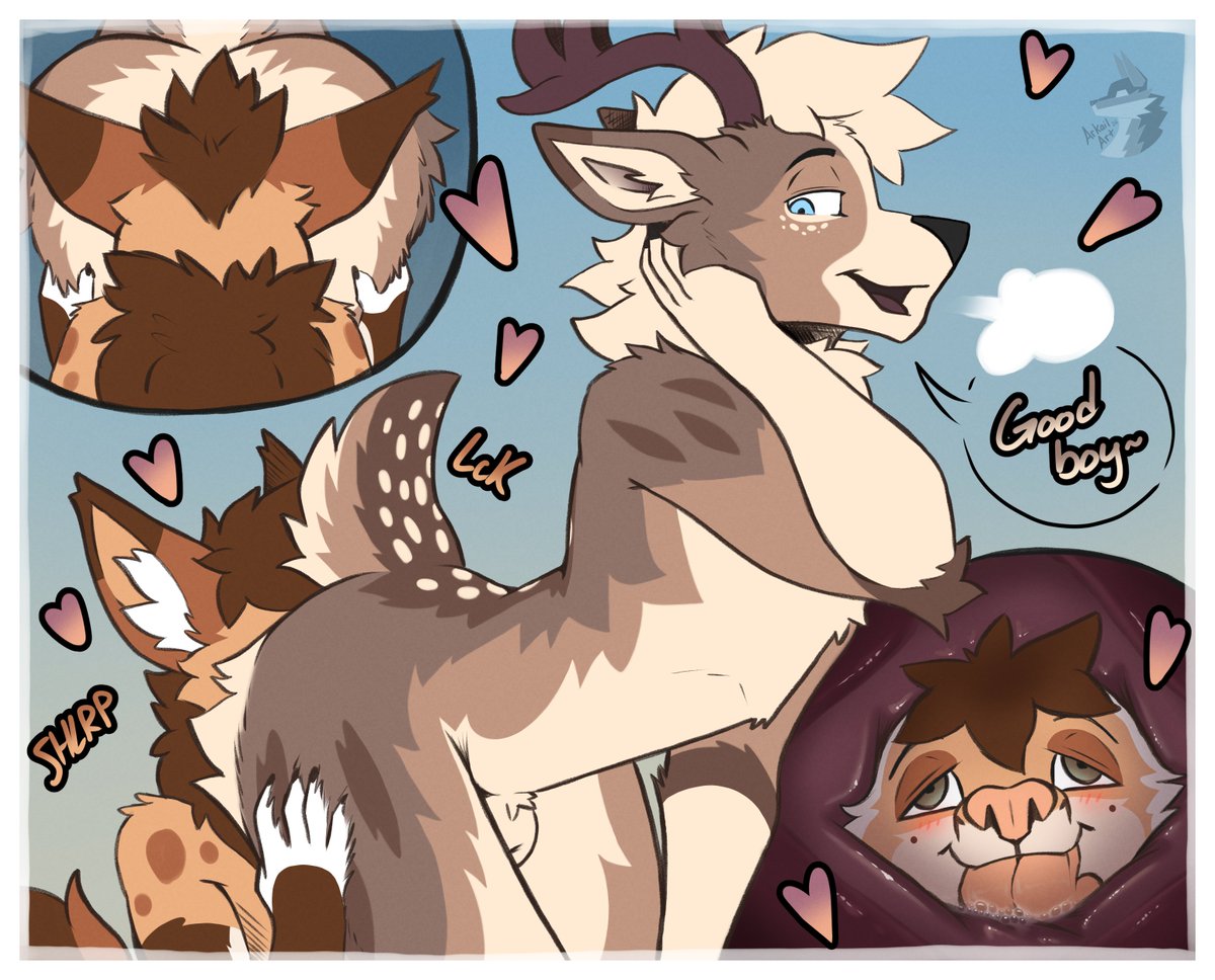 ArkailArt_AD's tweet photo. I'm pretty sure this is the proper way to kiss your deer boyf~ https://t.co/JiqsuSd9Qf
