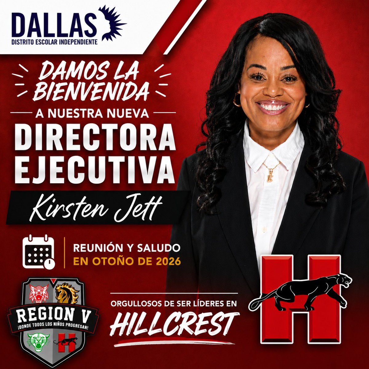 Region5_DISD's tweet photo. Welcome back to @TeamDallasISD @JettKirsten!  @PanthersHHS @N_Bernardino https://t.co/N4N6nQbXy2