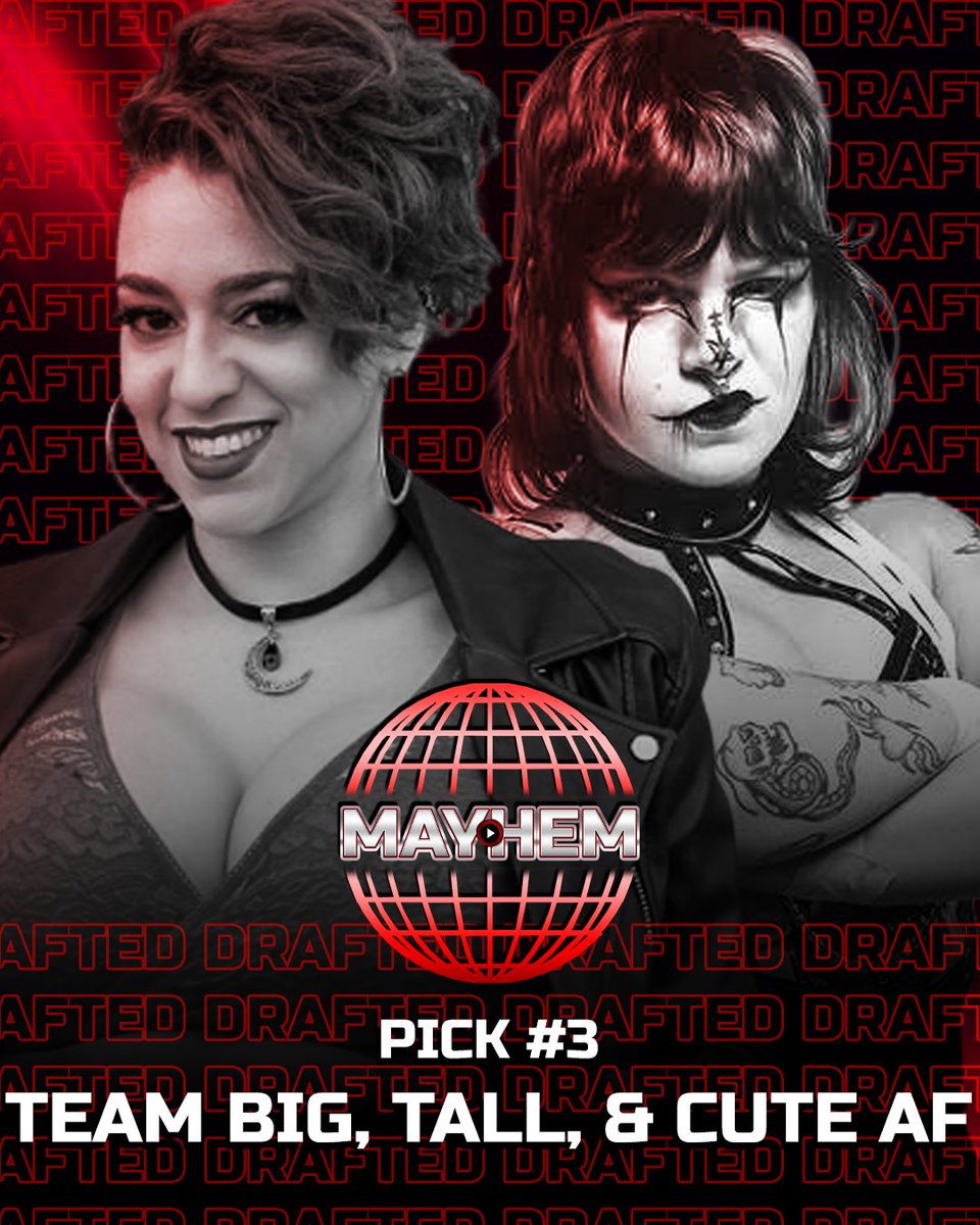 ZionWrestleRP's tweet photo. 𝐌𝐀𝐘𝐇𝐄𝐌 𝐑𝐎𝐔𝐍𝐃 𝐓𝐇𝐑𝐄𝐄
=====
For Round Three of the 2026 Draft, Monday Night Mayhem selects...

@SaygeGonzalez &amp; @RatQueenKelly https://t.co/jvkqySCOfI