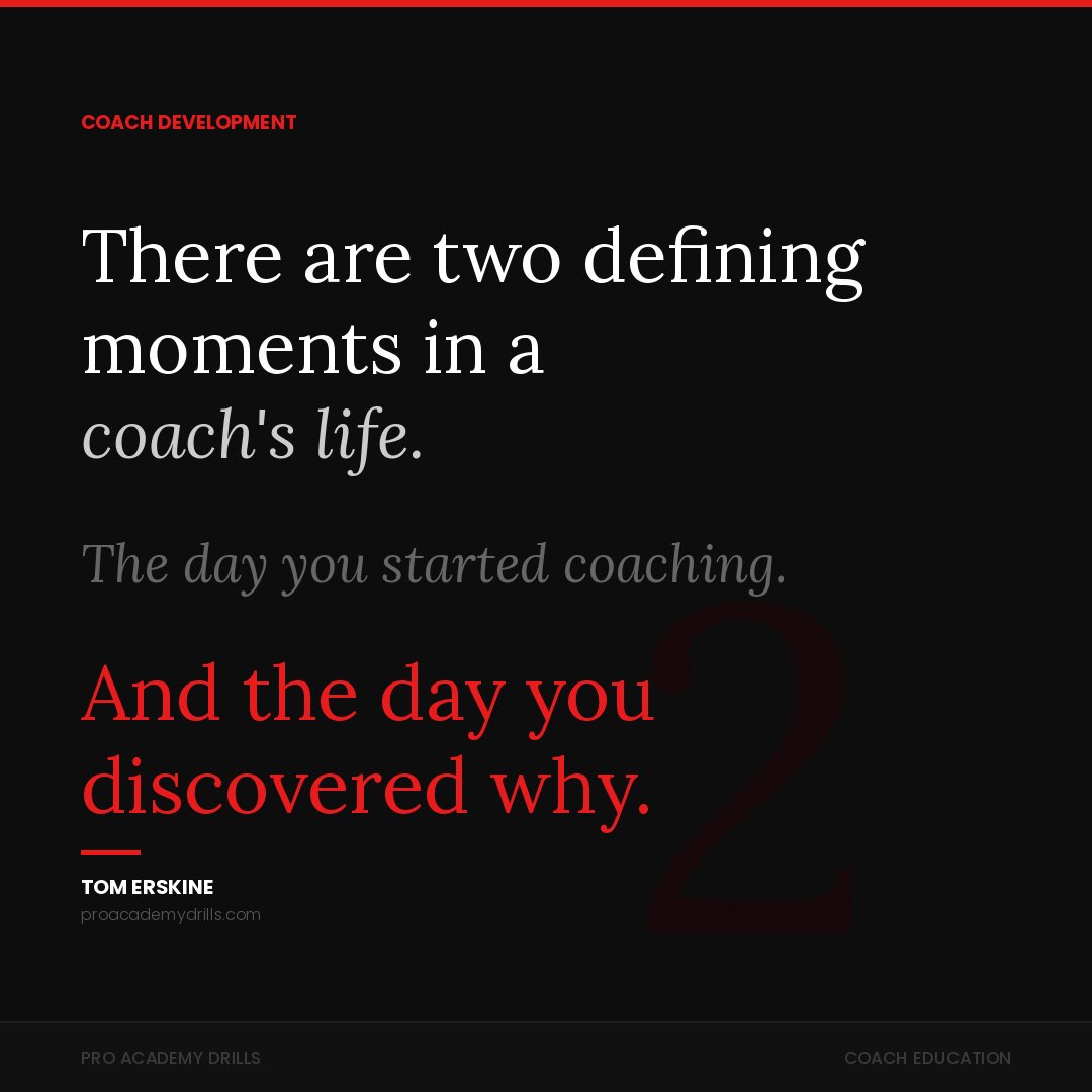 ProAcademyDrill's tweet photo. Most coaches remember the day they started.

Not many can tell you the day they realised why.

That’s the real turning point. Not the first session. Not the first badge. The moment the job became a purpose.

When did yours happen?

#CoachDevelopment #FootballCoaching #AcademyCoaching #CoachEducation #ProAcademyDrills
