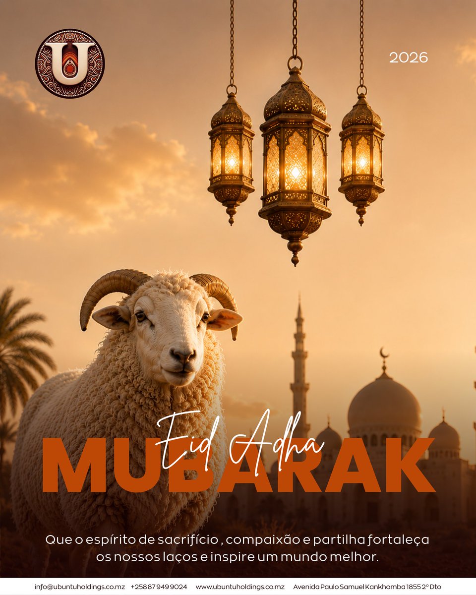 ubuntu_moz's tweet photo. Eid Al-Adha Mubarak. 🌙

Que o espírito de sacrifício, compaixão e partilha fortaleça os nossos laços e inspire um mundo melhor.

UBUNTU.
Longe, Juntos. ✊🏽🌍

#EidAlAdha #EidMubarak #UbuntuHoldings https://t.co/kf0FoRd6dz