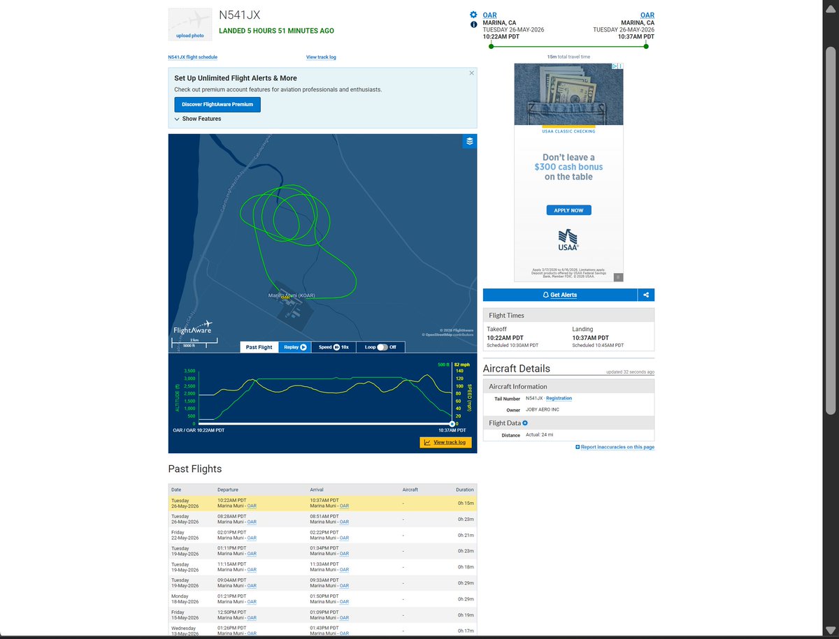 JobyWatchDog's tweet photo. After a nice long weekend, $JOBY is back at it again with two more flights for N541JX ✈️

$JOBY second to none 🔥 https://t.co/0mumLzOm5z