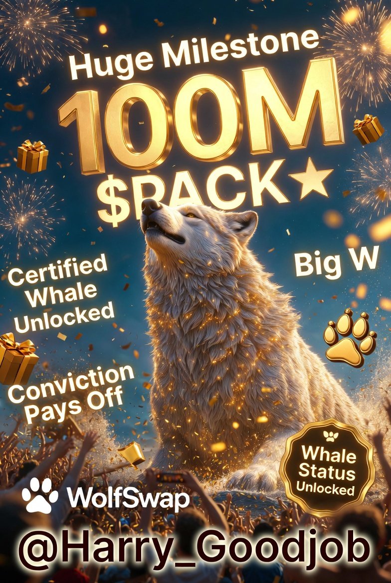 Harry_Goodjob's tweet photo. Huge milestone 100M $PACK is no joke.certified whale status unlocked.Congrats on the grind paying off  this is what conviction looks like. Big W  love seeing long-term goals actually hit like this
Giveaway engagement
#100M $PACK #WolfSwap #WhaleStatus #Giveaway https://t.co/HalXkpwFwl
