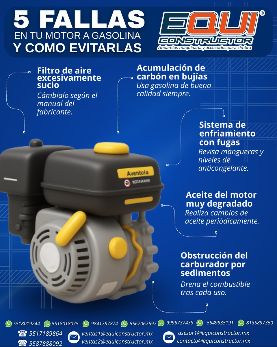 ConstructorEqui's tweet photo. 🧵 HILO: 5 fallas comunes en tu motor a gasolina y cómo evitarlas (Cortesía de Equiconstructor) 🏗️⚙️ https://t.co/GGBTqYOeQS