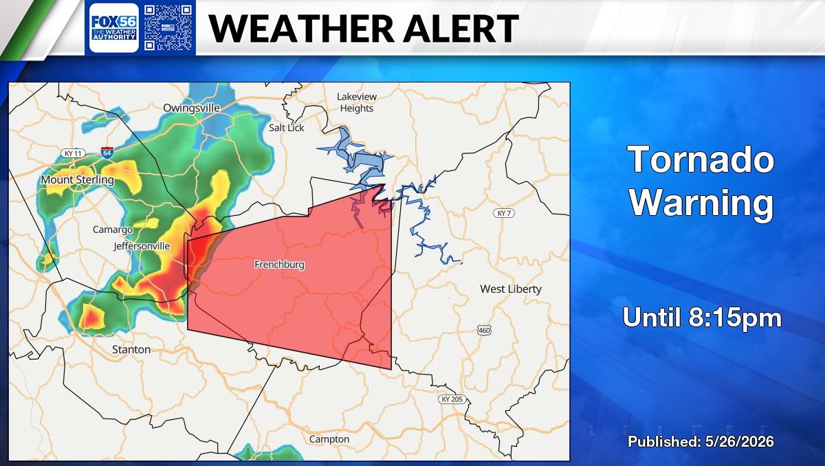 PaydenHinkle's tweet photo. Tornado Warning for Menifee, Morgan, Powell and Wolfe County until 8:15pm. https://t.co/z3ZPX4ACvD #KYWX https://t.co/o6uIFcHURY