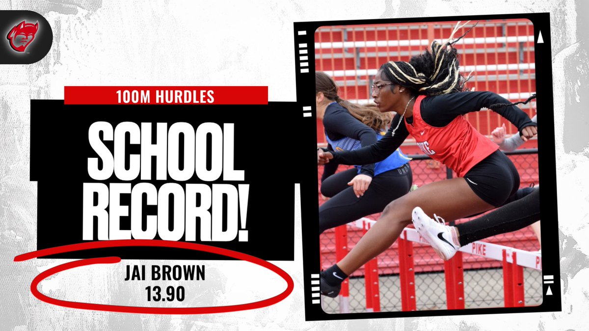 PikeHSAthletics's tweet photo. Today’s Regional Champion and State Qualifier in the 100m Hurdles is Jai Brown!

Her 13.90 mark from today’s Regional is a new school record! https://t.co/JlOuwA7n1W