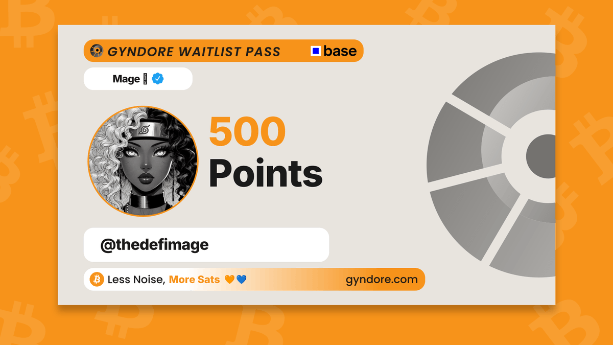 thedefimage's tweet photo. Secured my spot on the @Gyndore waitlist.

Already stacking. It pays to be early.

Join now &amp; claim your points → https://t.co/Jv2gNmR5xv https://t.co/qE3OkrwaMH