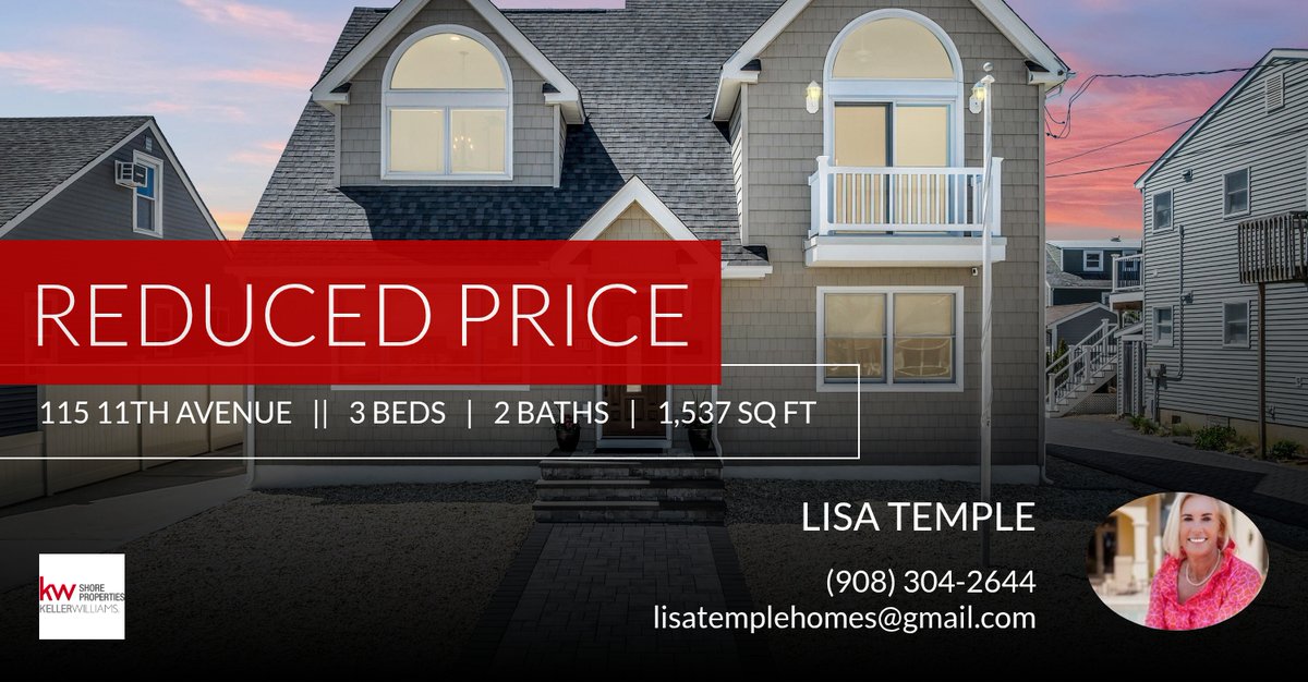 SureRealtor's tweet photo. 📍 Reduced Price 📍 This recently reduced home at 115 11th Avenue in Seaside Park won't last long, so, don't wait to set up a showing! Reach out here or at (908) 304-2644 for more information!

Lisa Temple
"Your Realtor of Choic... https://t.co/CeYihmHZlG https://t.co/ZxbQZm3dUI