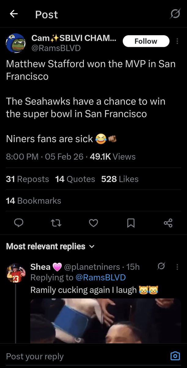 savoringit's tweet photo. @abrum2414 @SadNinersFan Entire nfc west except the 9ers are like that✌🏽✌🏽 https://t.co/Sw0bc5LZq6