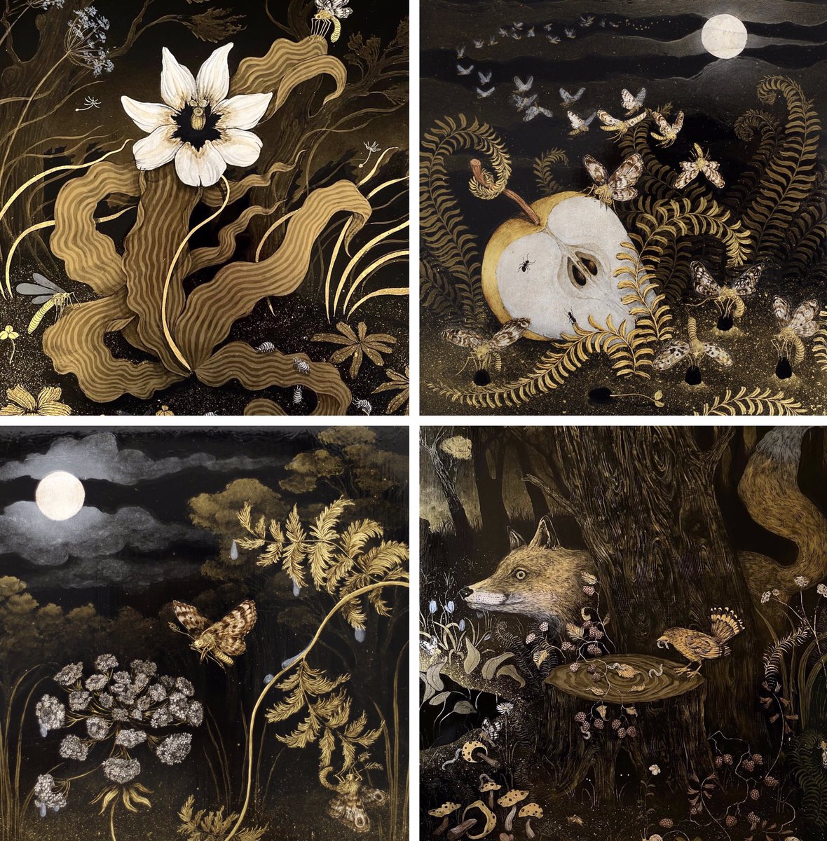 frome_maude's tweet photo. The fascinating midnight gardens of Tuesday Riddell. 

#FairyTaleTuesday #FolkloreSunday #japanning #art #Gothic #fullmoon #bluemoon https://t.co/3Cm3X16dkz