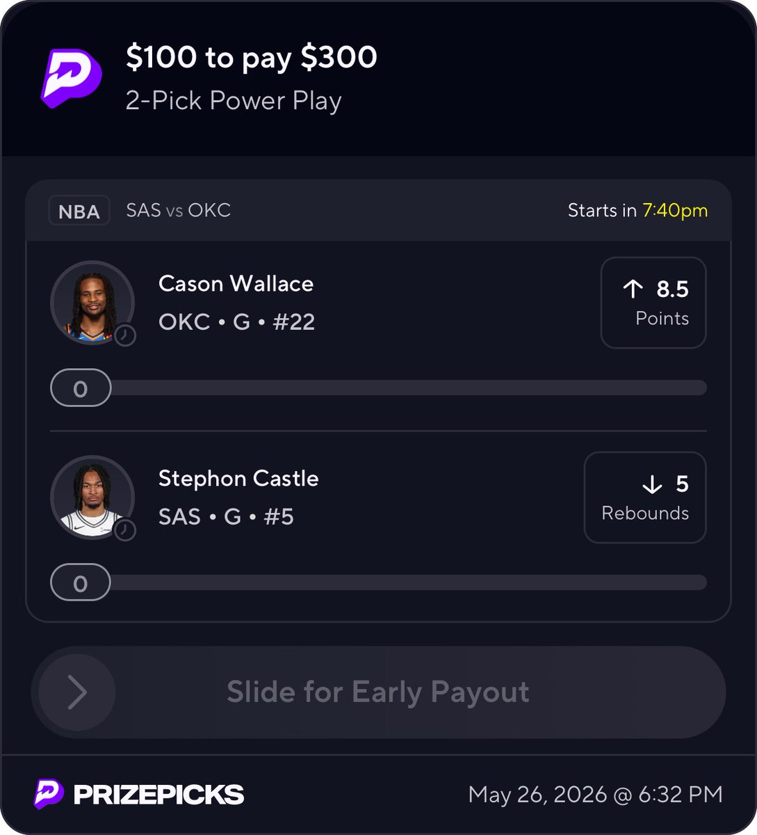 SwaggyPickz's tweet photo. LIL 2-MAN FOR TN ๐จ๐ฝโ๐ณ
Wallace O8.5 PTS
Castle U5 REB
Board looking soft again ๐ญ
Rest of the card in the cord โฌ๏ธ
https://t.co/AtQNs2uqBa
#PrizePicks #UnderdogFantasy #SleeperPicks #NBATwitter #BettingCommunity #SportsBettingTwitter #PropPicks #PicksCentral #GreenLight #CashIt https://t.co/u3x1dOsnYe