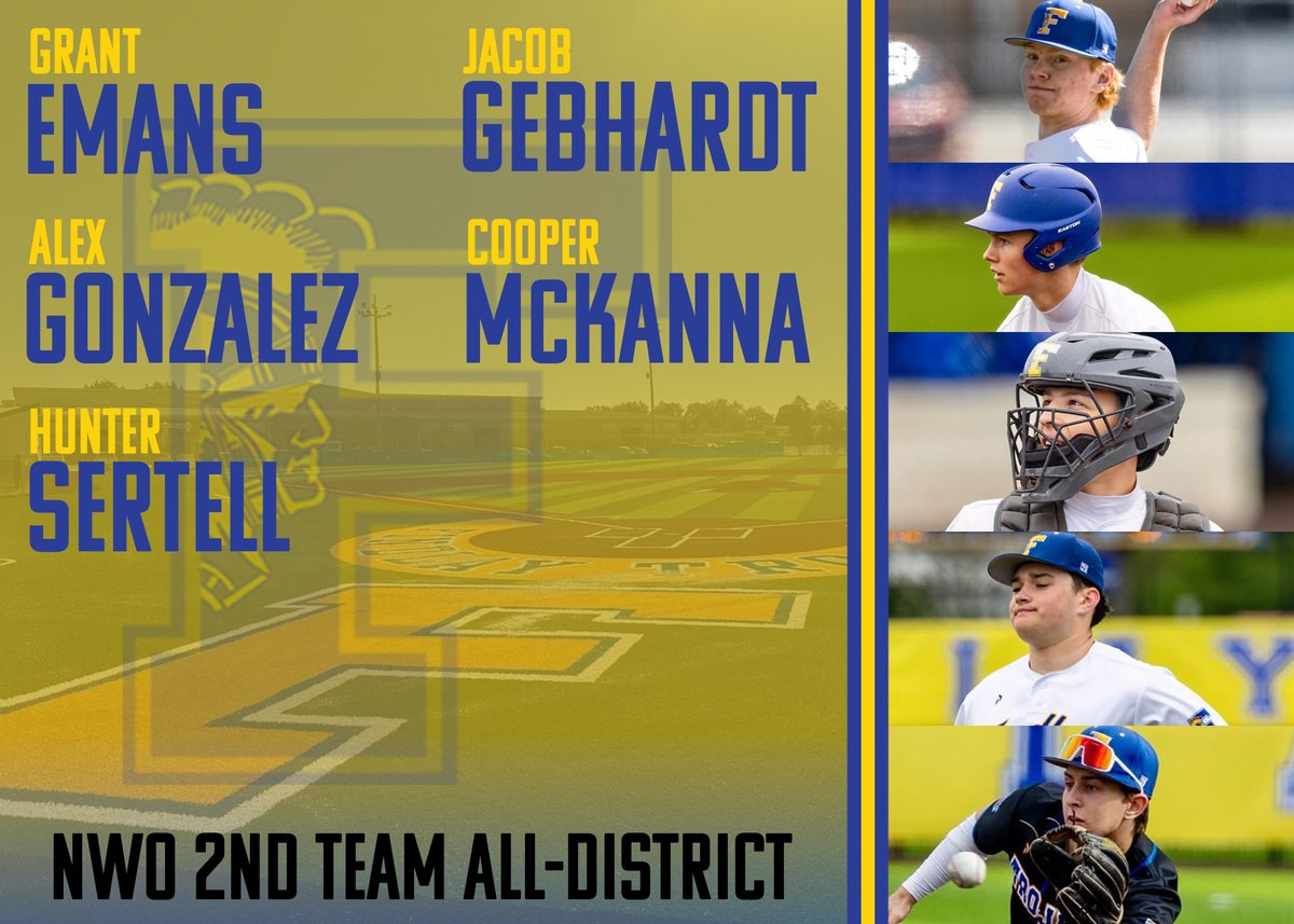 BaseballFindlay's tweet photo. Congratulations to our NWO D1 2nd Team All-District Players!

#TrojanTrue https://t.co/K9jggY4Qm3