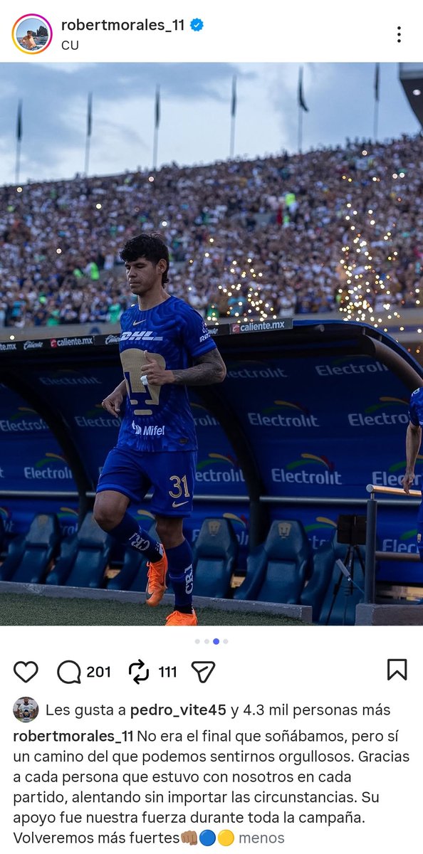 PumasELP's tweet photo. Robert Morales en Instagram 📸 https://t.co/E7X4yNfVXg