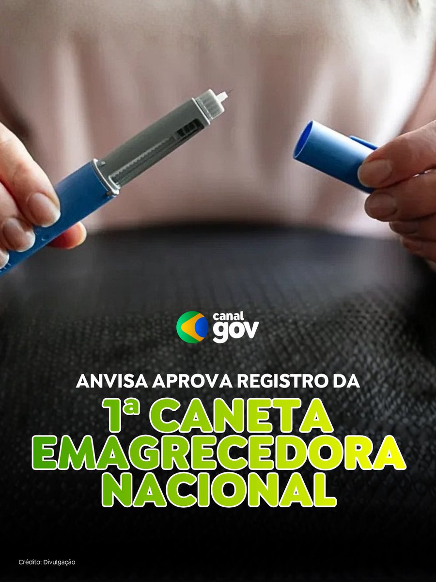 canalgov's tweet photo. CANETA EMAGRECEDORA FABRICADA NO BRASIL | A @anvisa_oficial aprovou o registro do Ozivy, primeira caneta de semaglutida sintética autorizada no Brasil. O medicamento utiliza o mesmo princípio ativo do Ozempic e será indicado para o tratamento de adultos com diabetes tipo 2. https://t.co/EaNRbWrVIy