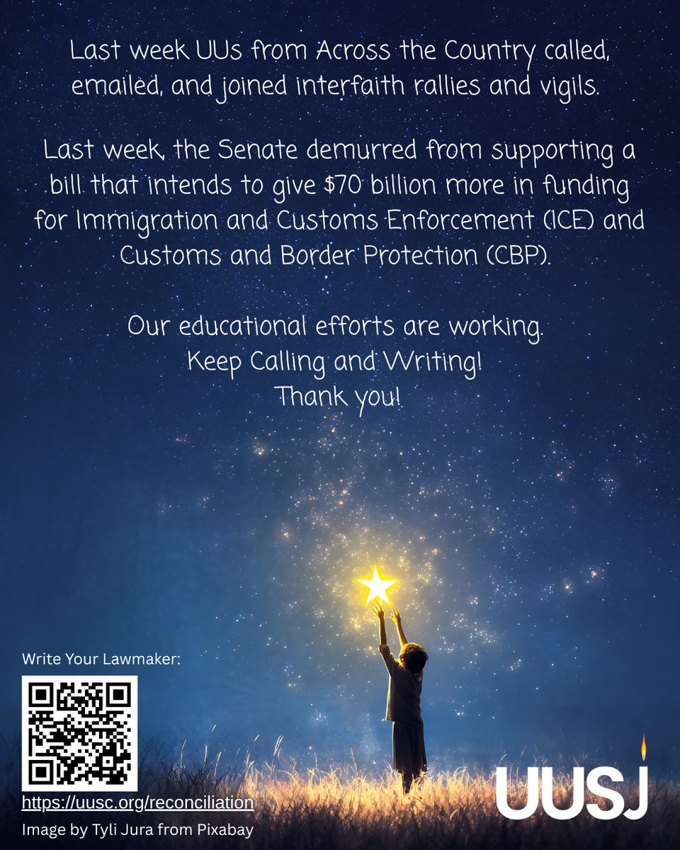 UUSJ's tweet photo. Last week #UUTwitter, UUs from Across the Country called, emailed, and joined interfaith rallies and vigils. 

Our educational efforts are working. 
Keep Calling and Writing! 
Thank you!

🔗https://t.co/5sUinTluoS

@txuujm  @UUSC  @SidewithLove  

Image by Tyli Jura from Pixabay https://t.co/8rhb8iAK7b