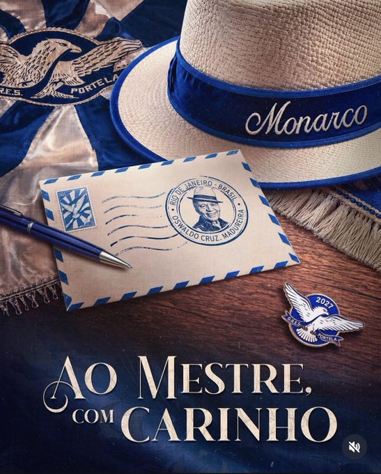 srzdcarnaval's tweet photo. Logo oficial do enredo para o Carnaval 2027 da #Portela. https://t.co/Oiz6rDwPCx