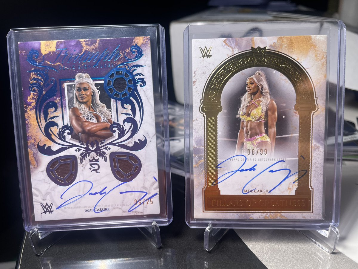 TheNotoriousGPB's tweet photo. 3 other posts that are still for sale…

1st….

Jade Cargill royalty auto lot
/25 and /99
$175/shipped

RTs appreciated…

@RefBrandonTolle @KyleKnyx @CardboardPC tag the wrestling peeps! https://t.co/yHUh1aZUfF