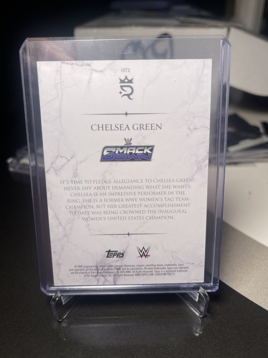 TheNotoriousGPB's tweet photo. 3….

Chelsea Green royalty /50
$40/shipped

@RefBrandonTolle @KyleKnyx @CardboardPC @ImChelseaGreen @TheMattCardona tag the wrestling peeps https://t.co/DATZz2YyPm