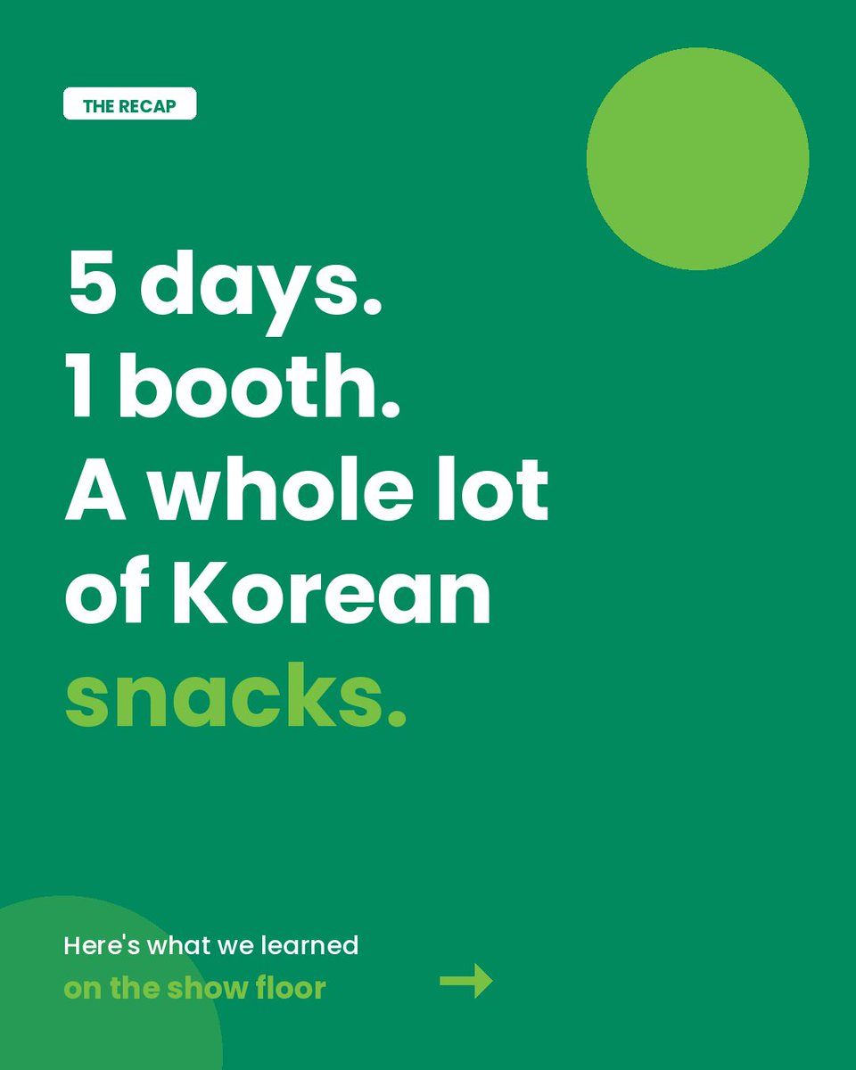 JayoneFoods's tweet photo. We just wrapped Sweets &amp; Snacks Expo 2026 in Las Vegas. A whole lot of Korean snacks and 3 takeaways the team won't forget. Huge thanks to the Jayone Foods team, every buyer who stopped by, and aT / K-FOOD pavilion for the platform.
#SweetsAndSnacksExpo2026 #KFood #JayoneFoods https://t.co/QkhBiihBiK