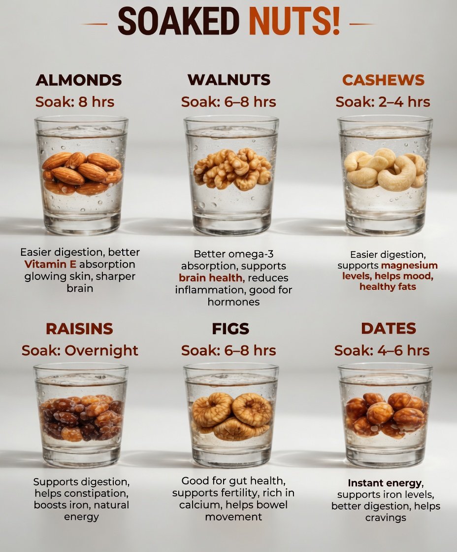 learnhub_1's tweet photo. You've been eating nuts WRONG this whole time 😳 

Soaking them first = better digestion, more nutrients &amp; zero bloating. 

🔖 Share &amp; Save this NOW before you forget.

Here's exactly how long to soak each one 👇 https://t.co/3XHSmQj8U2
