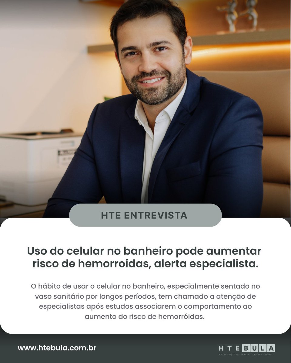 HTEBulla's tweet photo. Uso do celular no banheiro pode aumentar risco de hemorróidas, alerta especialista.

Ficar mais de 5 minutos sentado no vaso já pode agravar o problema.

https://t.co/gy6ocyhn3P https://t.co/FxnEMAZ4UL