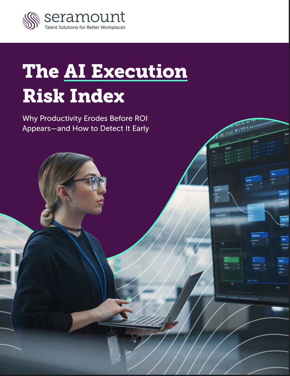 Seramount's tweet photo. Faster output doesn’t automatically mean better performance.

New research from Seramount shows why many #AI rollouts create unexpected pressure across teams, workflows, and managers. Explore the findings: https://t.co/ZzRwWlLPbp

#HR #Talent #AIAdoption #Performance https://t.co/GSVZ3iKMgk