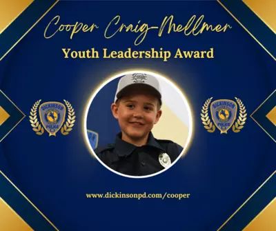 Dickinsonpd's tweet photo. We are proud to announce THREE recipients of the Cooper Craig-Mellmer Youth Leadership Award!

Congrats go out to Kyron Schrum, Avery Hanson, and Isla Kilwein! We are inspired by the values you are already exhibiting at a young age. Keep up the good work!

https://t.co/0cyvr75PrG https://t.co/4tU5sS7Nsv