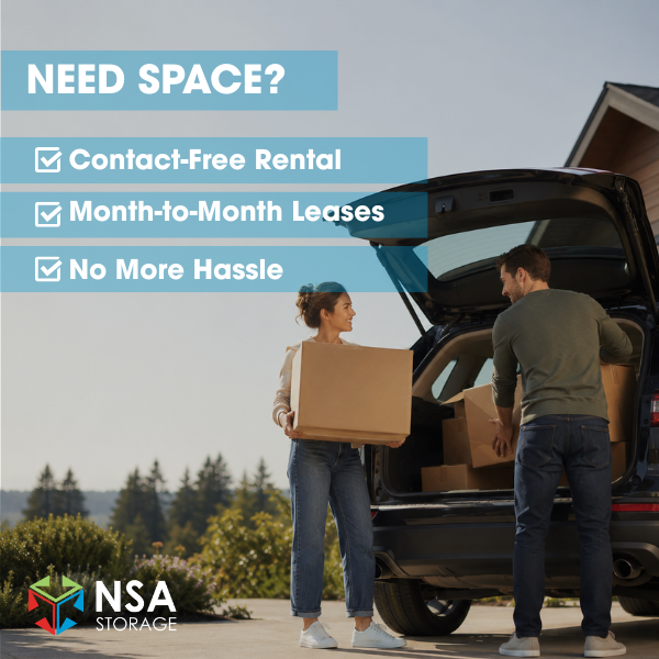 NSA_SelfStorage's tweet photo. Moving, organizing or just making space? NSA Storage makes it easy with convenient contact-free rentals and month-to-month options. https://t.co/lnoOP4508p