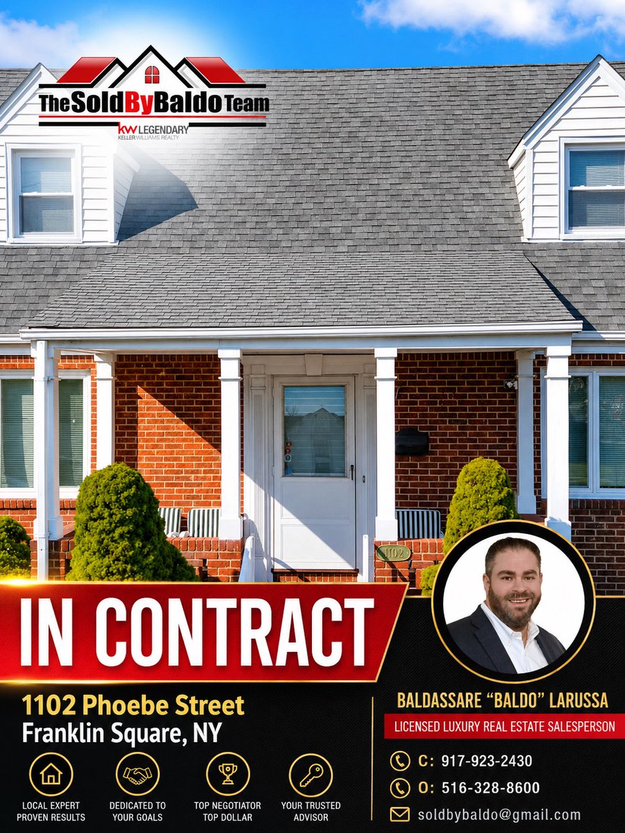 SoldByBaldo's tweet photo. 1102 Phoebe Street is officially in contract! 👏🏻 

#incontract #realestate #sellingyourhome #longislandhomes #realtor https://t.co/ju5mgEeRRl