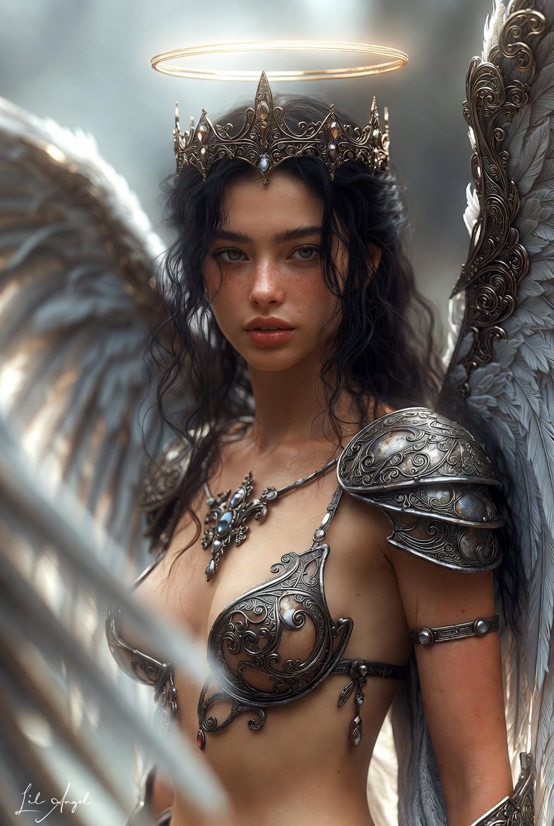 CLAngelillo's tweet photo. ✨ Fallen from grace, crowned in defiance.
Wings forged in silver and shadow, heart still burning with heavenly fire.
Who said angels have to be gentle?
#LilAngel #FantasyArt #WarriorAngel #DarkDivinity https://t.co/btPyknGfFn