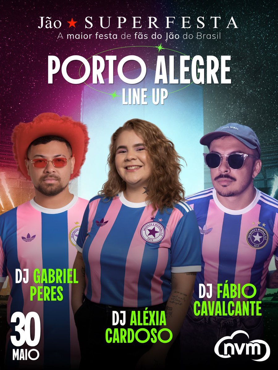 superfestadojao's tweet photo. Porto Alegre, o line up da nossa noite de supernova tá pronto pra te fazer perder a voz. 🐺🔥

No comando da pista, a Superfesta recebe:
⚡ DJ Alexia Cardoso
⚡ DJ @fabiocms 
⚡ DJ Gabriel Peres

São eles que vão entregar uma noite de puro surto coletivo, com Jão em todas as eras, feats, pop hits e aquele tipo de set que faz a pista inteira cantar alto, dançar sem pensar em amanhã e entrar em alinhamento milenar do início ao fim.

🐺 Data: 30/05/2026
📍 Local: Nuvem Club @nuvemclub 
📍 Entrada: Rua João Alfredo, 483, Cidade Baixa, Porto Alegre/RS
⏰ Horário: 23h às 06h

🎟️ Os ingressos seguem no link da bio. E, se tu ainda não garantiu o teu, melhor não deixar pra última hora.

Lobos de POA, a gente se vê na pista. ❤️‍🔥

- Evento exclusivo para maiores de 18 anos.
- O Jão não estará presente. Esta é uma festa não oficial, feita por fãs, para fãs.