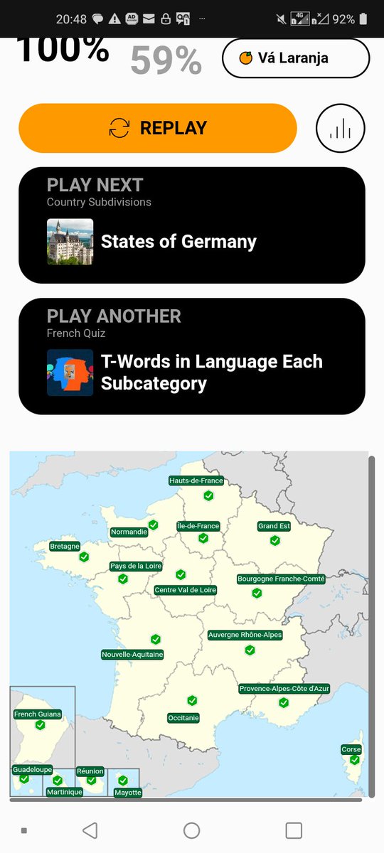 Nivimgss's tweet photo. Eu escrevi em Francês o nome de 18 Regiões da França. I've got 18 of 18. #QuizCloseOfAntarktis https://t.co/GJOEKSlW94
