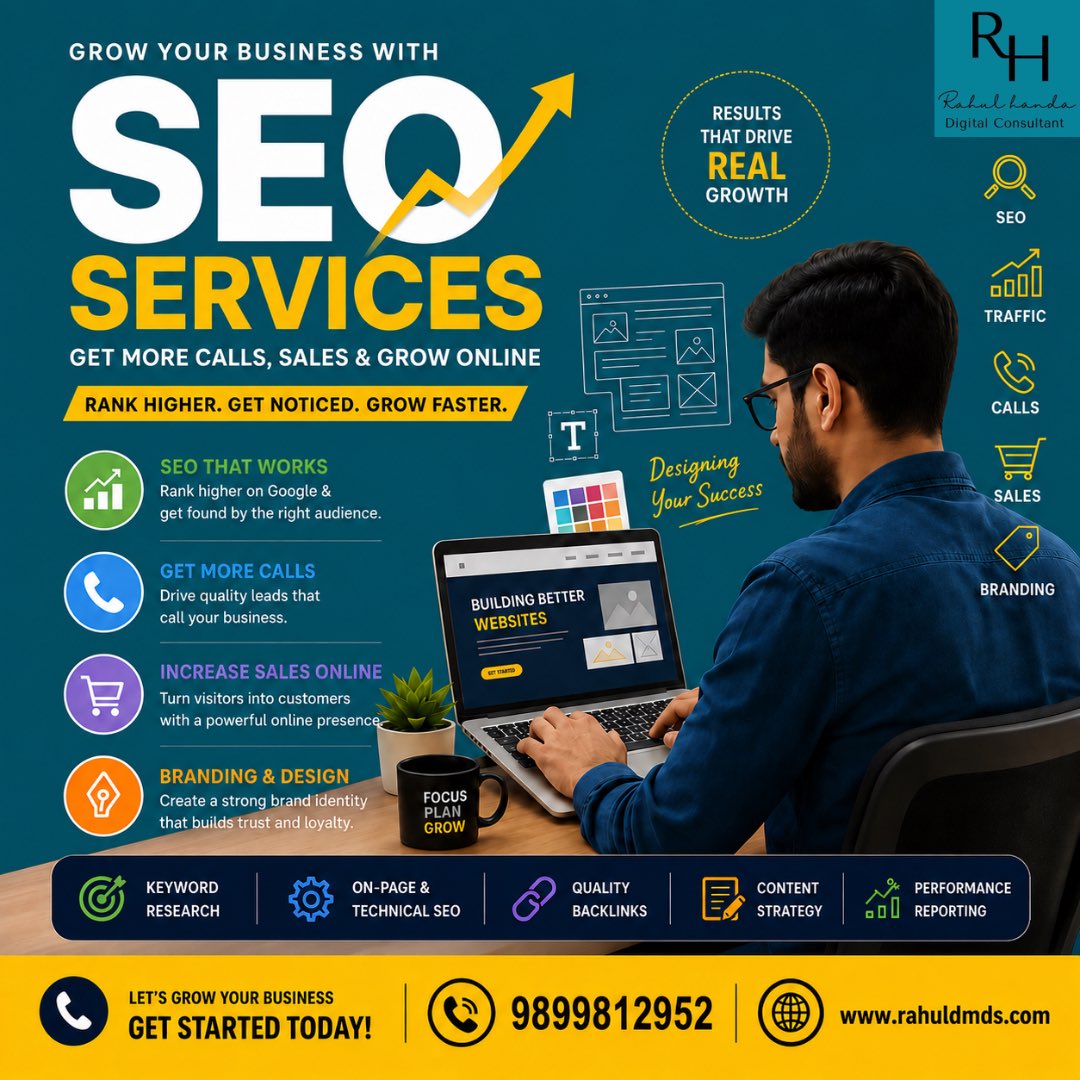 MarketerRahul's tweet photo. 🚀 Elevate Your Business with Powerful SEO Solutions! 🚀
At Rahul Handa Digital Consultant, we help businesses grow smarter with strategic SEO, branding, and digital marketing services designed to increase visibility, drive quality leads, and boost online sales. From technical S https://t.co/iuifuVakQV