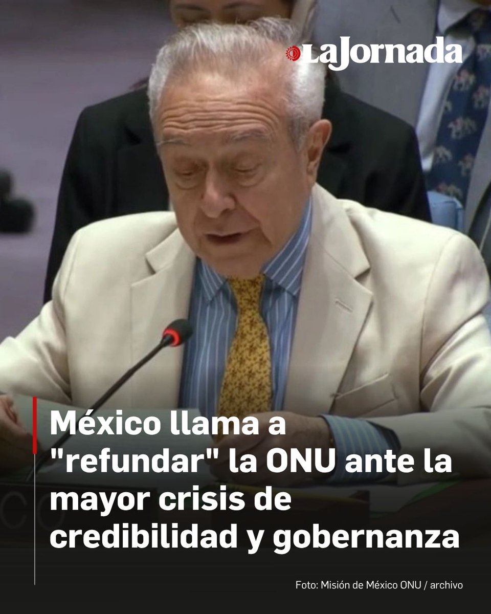 lajornadaonline's tweet photo. 🇲🇽 🌐 México llamó a “refundar” la Organización de las Naciones Unidas (ONU) al advertir que el organismo atraviesa “la mayor crisis política, financiera y de credibilidad” desde su creación en 1945.

El representante permanente de México ante la ONU, Héctor Vasconcelos, insistió en la necesidad de transformar a fondo el Consejo de Seguridad, incluido el mecanismo de veto de las potencias permanentes. “Sin una reestructuración que incluya tanto la membresía como la facultad del veto, ninguna transformación de la ONU será efectiva”, advirtió.

Lee más aquí 👇
https://t.co/Y8wcol4fcc