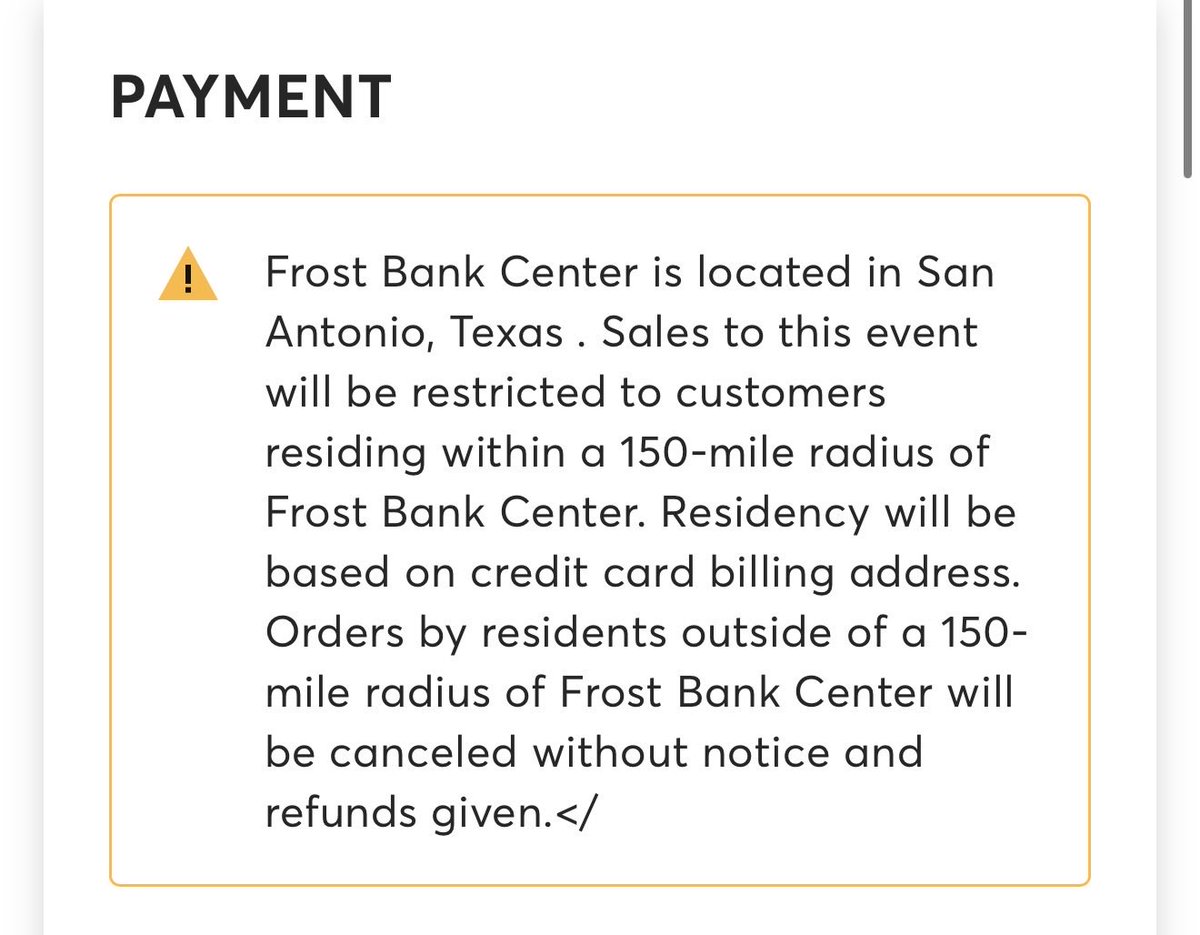 Dbstone1981's tweet photo. @Ticket_Help2022 @StubHub Spurs verified fan resale is turned on but you need to have a zip within 150 miles https://t.co/LTQqXmJAST