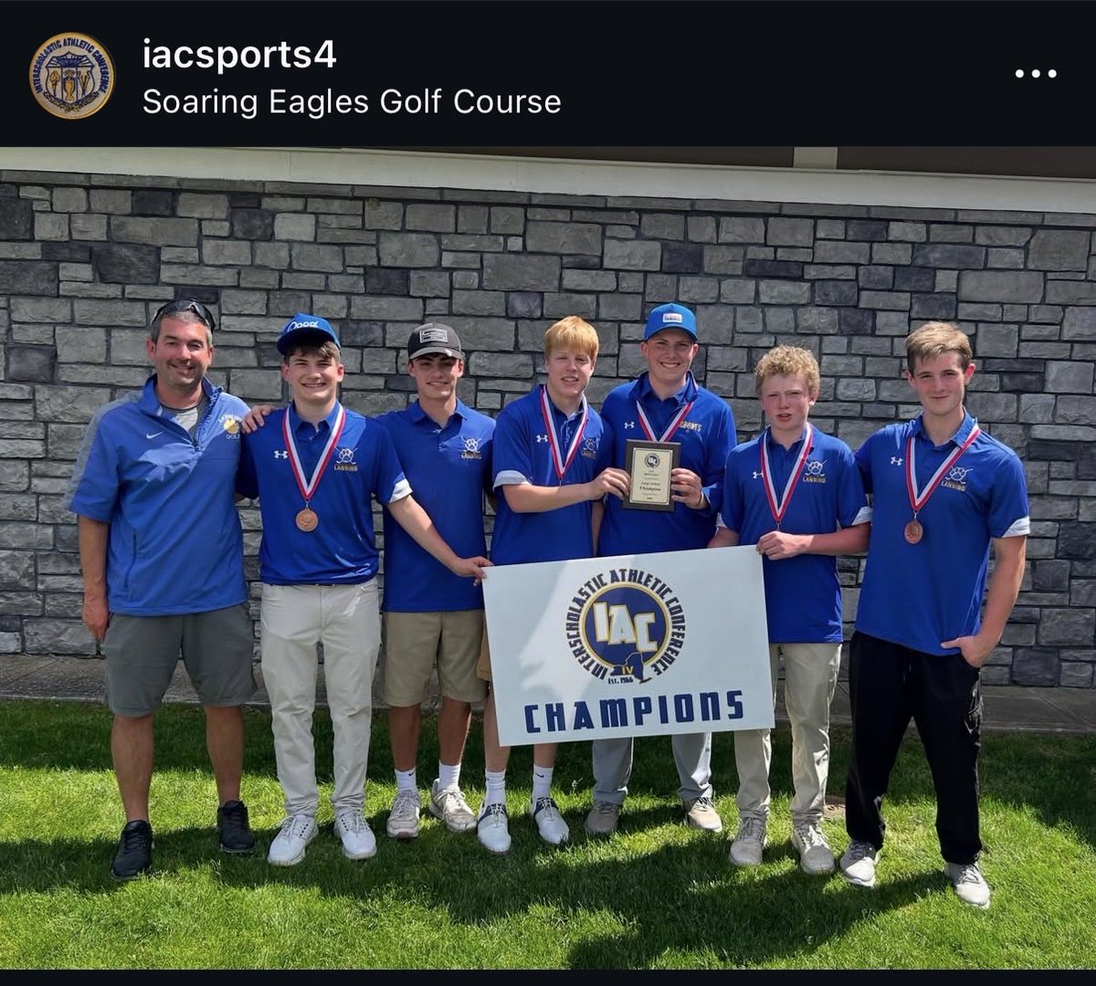 LCSDBobcats's tweet photo. IAC Championship- Large School Division Champions, Large School IAC Champions, Large School Top 10 Finishers 

Congratulations Boys Golf and Coach Loveless! https://t.co/cZkus9JHRE