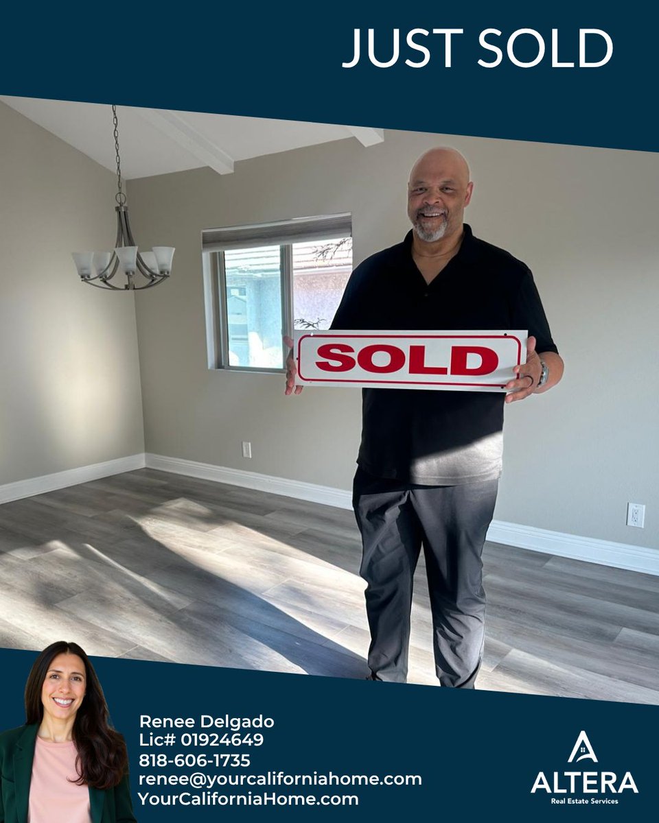 CAHomeForYou's tweet photo. 🏡🔑 JUST SOLD!

Nothing better than helping a first-time buyer become a homeowner 🙌

Big smiles + SOLD sign = mission accomplished 🎉

Renee Delgado I Broker Associate 
Lic.# 01924649 I (818) 606-1735
#Altera Real Estate - Lic.#02419551

#JustSold #FirstTimeHomeBuyer https://t.co/G7LHCpBvIL
