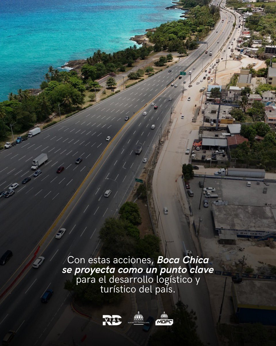 RD_VIAL's tweet photo. La construcción de la ampliación de la marginal de la Autopista Las Américas forma parte del Plan Integral de Desarrollo de Boca Chica, presentado hoy por el presidente Luis Abinader. 🇩🇴

Dentro de este plan se contemplan importantes intervenciones orientadas a fortalecer la conectividad y continuar transformando uno de los corredores viales más estratégicos del país, con acciones enfocadas en mejorar la movilidad, optimizar los accesos e impulsar el desarrollo de esta importante zona turística.

#RDVial
