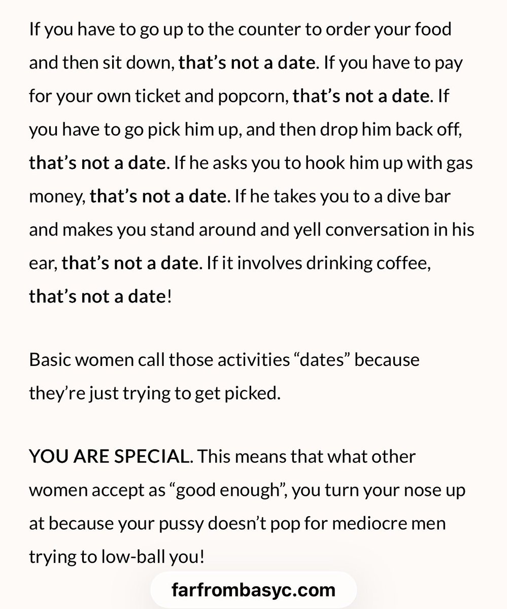 8plus9's tweet photo. YOU ARE SPECIAL. This means that what other women except, you turn your nose up at because your pu$$y doesn’t pop for mediocre dates!
↘️↘️
https://t.co/m4Jlo9kf1V https://t.co/yaZe3JBzXN