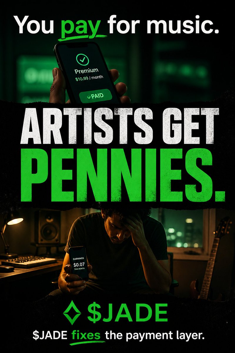 EarthtonesApp's tweet photo. $JADE Fixes Music Pay for Global Independent Artists and Fans!
Prepare to Share !!! 🌐🔊🪙💥
#musiccrypto #musicbitcoin #MusicFi #GlobalMusicPay https://t.co/00WFBSa6bh