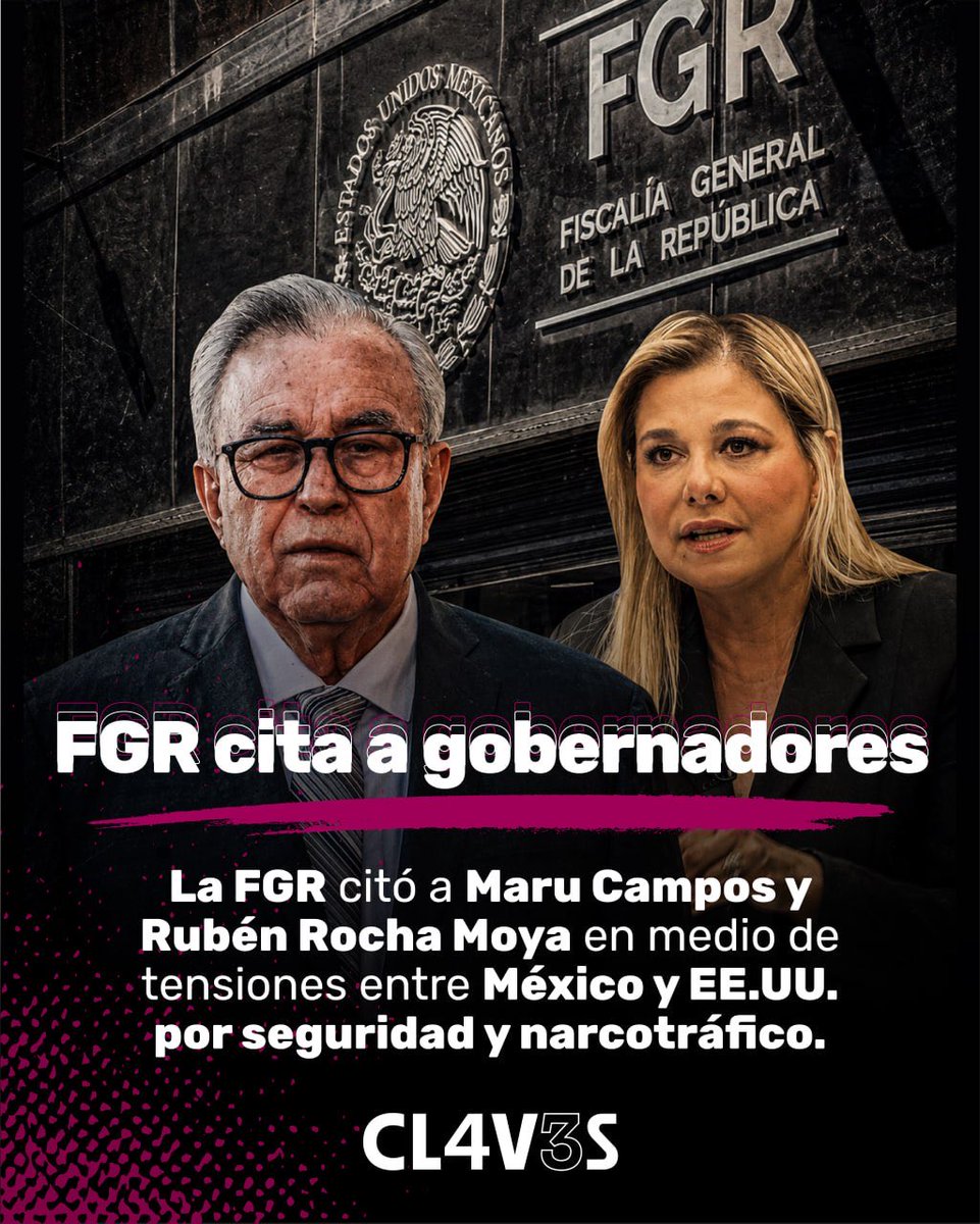 claves_mx's tweet photo. 🚨 La Fiscalía General de la República citó a comparecer a Maru Campos y Rubén Rocha Moya. Ante el caso, la presidenta Claudia Sheinbaum llamó a actuar con apego a la ley, transparencia y sin politización de la justicia. ⚖️

Aquí las #Claves del caso Sinaloa y Chihuahua☝🏻 https://t.co/YCGPEkXSHH