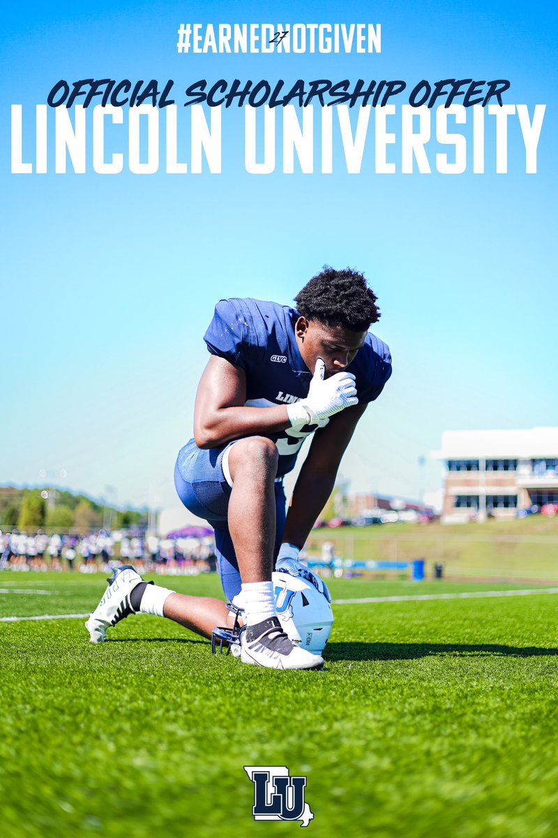 haganjason7's tweet photo. After a great conversation with @jamahreon I’m blessed to receive my second offer from Lincoln University!! @Aspirationsgym @Coach_MFox @jdemling @TrinityHSFB @AllenTrieu @Bryan_Ault @SWiltfong_ @ChadSimmons_ @LippertScouting @LUMO_FB https://t.co/OZN2ozbKNn