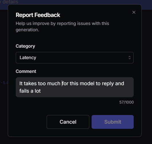 seekthedev's tweet photo. Interesting how @OpenRouter has a window for reporting issues but seems disabled? https://t.co/aXLN1yiFZr