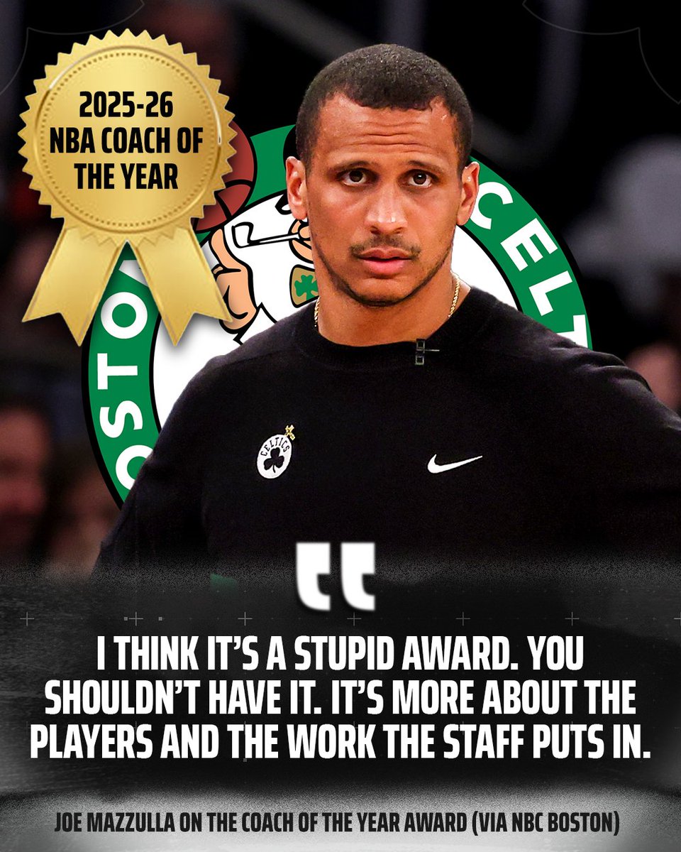 DKSports's tweet photo. Has a coach ever won an award after publicly calling it stupid? 😭

Joe Mazzulla might be the first. https://t.co/70EsspOY9k