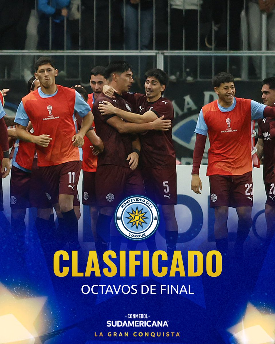 Sudamericana's tweet photo. 🤩 ¡Hace historia! @MvdCityTorque está en los octavos de final de la CONMEBOL #Sudamericana https://t.co/qWMygO2qDm